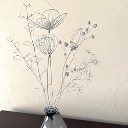 【受注制作】白いお花の花束　　ワイヤーアート　ワイヤークラフト 3枚目の画像