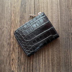 シェルコードバン ラウンドファスナーミニ財布 ブラック ホーウィン社