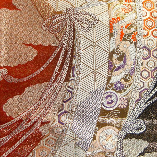 16)2050】180cm/24金二重織・几帳鳳凰花文/タペストリー