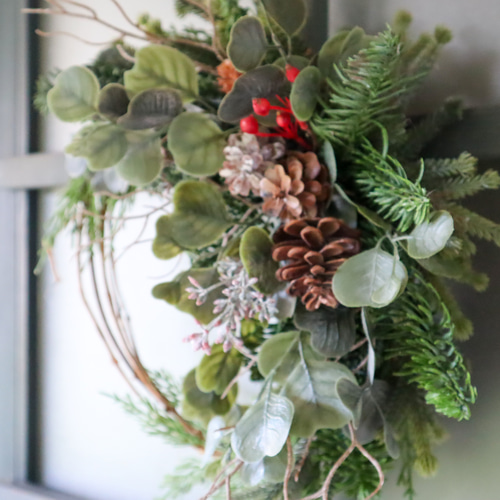 フラワーリース　アーティフィシャルフラワー　クリスマス　31cm　造花　#117 フラワーリース アーティフィシャルフラワー クリスマス 31cm