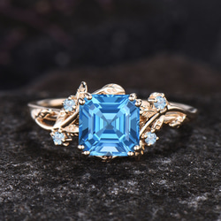 ロンドンブルートパーズ結婚指輪 12月の誕生石 天然石リング モアッサ