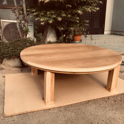 253 値下げしました！ ちゃぶ台、桜皮巻、引戸付 ちゃぶ台サクラ折れ脚90丸日本製 ローテーブル・リビング