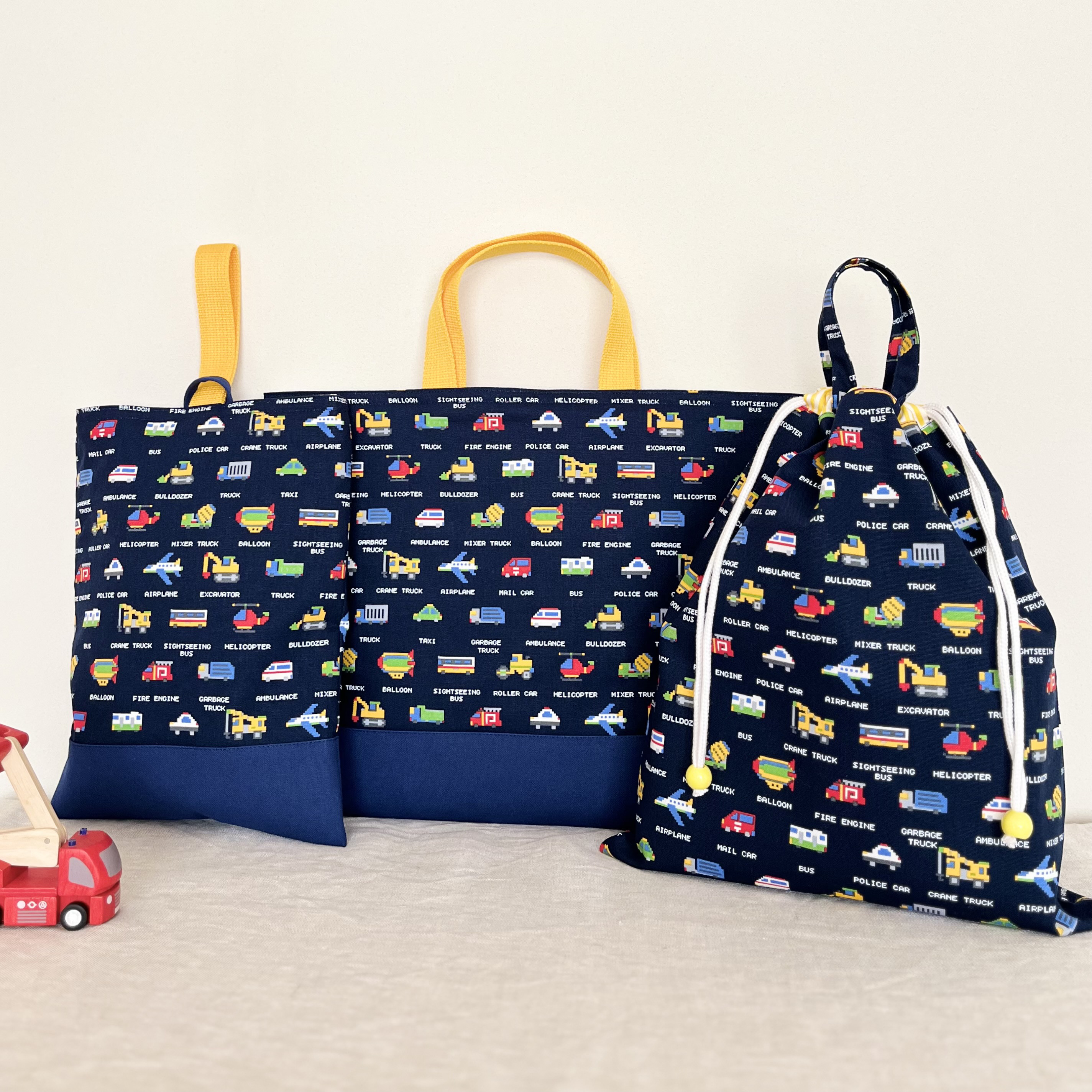 入園入学３点セット☆はたらく乗り物 ネイビー