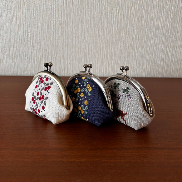 がま口　コインケース　刺繍　金柑 7枚目の画像