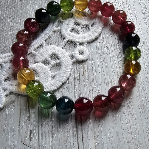 鑑別書付属】ハイクオリティ トルマリンブレスレット ルベライト 8