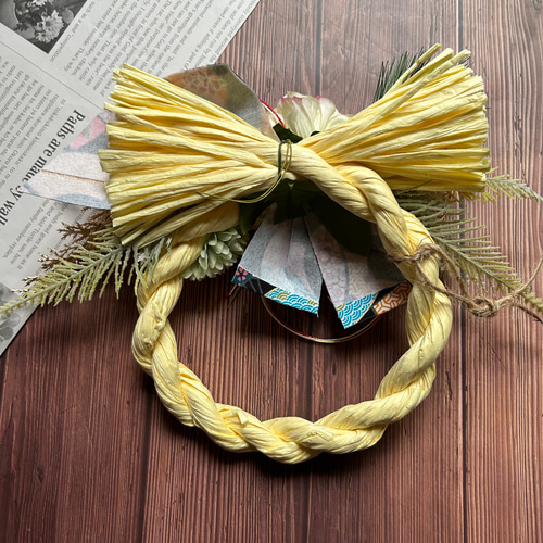 No.117 カラーしめ縄リース2025 ハンドメイドお正月飾り玄関