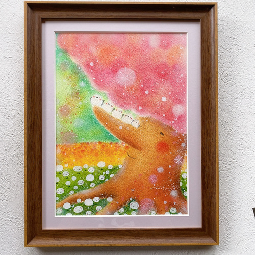 シマエナガと優しい木＊一点もの パステル画 ホスピタルアート