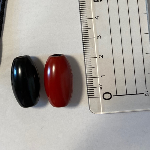 輪島塗 漆玉 アクセサリーパーツ 2個組 ［蒔絵用無地］とんぼ玉型 黒塗