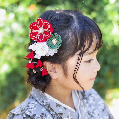 七五三　7歳髪飾り 楽天市場】【七歳用】七五三 髪飾り 八重菊かんざしセット