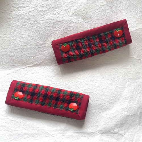 ファミリアチェックのバッグハンドルカバー/鞄持ち手カバー