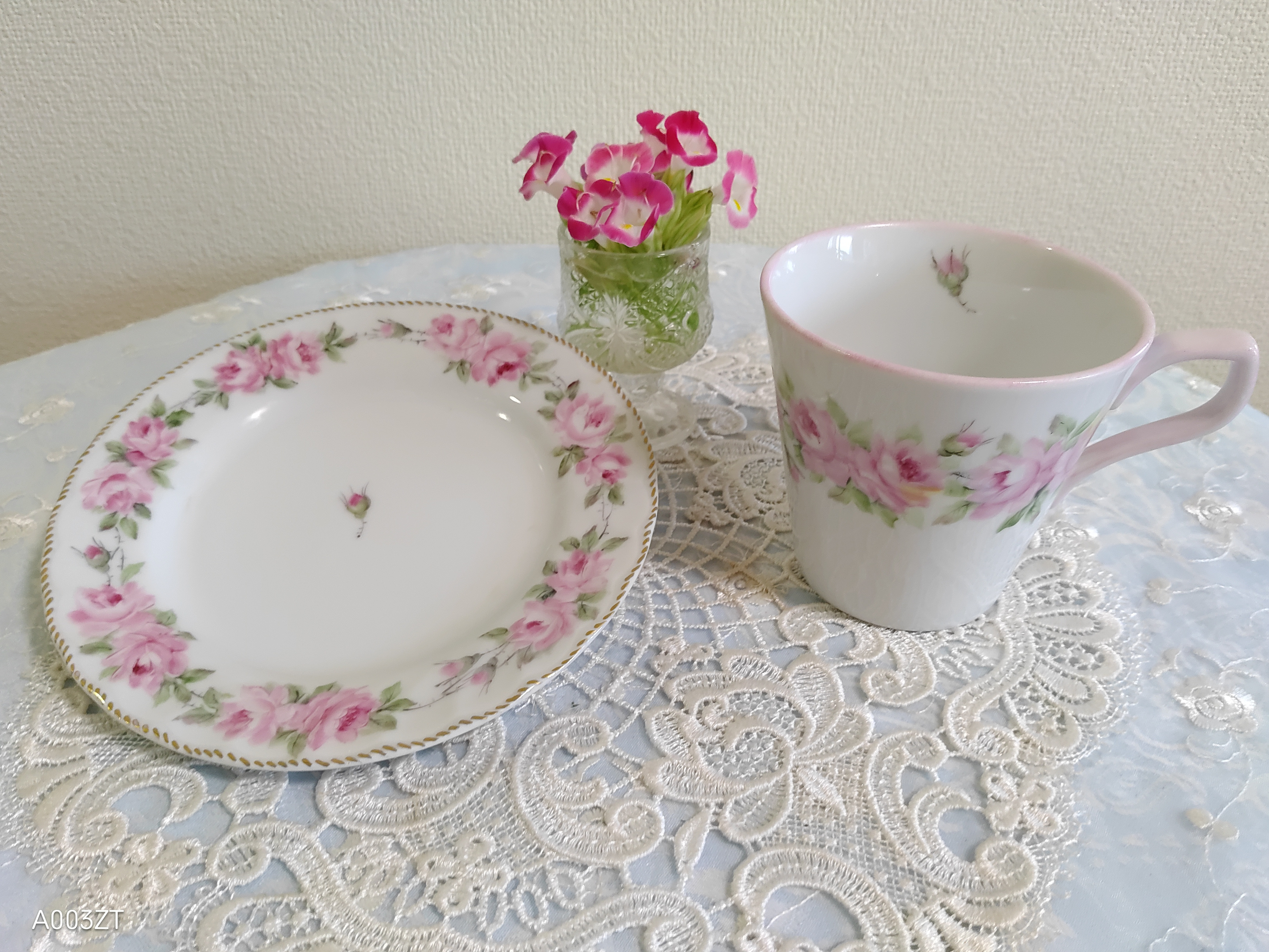 ♡16cm皿＆マグカップ（ピンク薔薇）