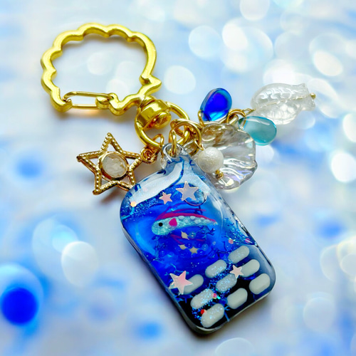 蓄光*・゜リュウグウノツカイのガラケー キーホルダー✽.。ブルー 青