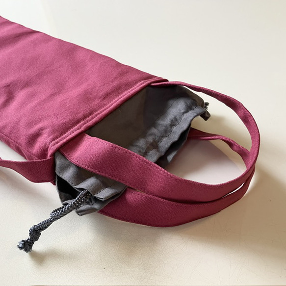 譜面台ケース（ラズベリー）〜持ち手付、肩紐付の譜面台バッグ〜　厚めキルト芯入りなので譜面台を守ってくれる♡ 13枚目の画像