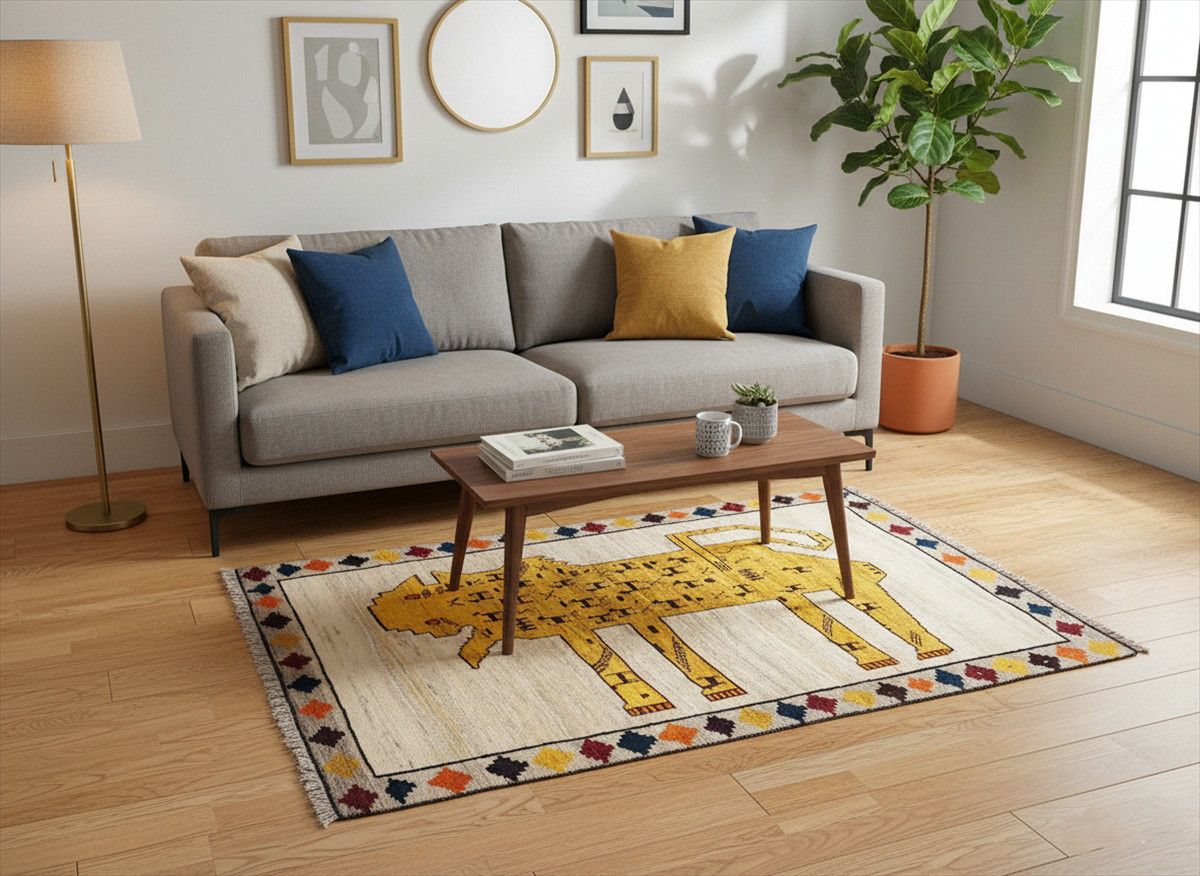 ペルシャ ライオンギャッベ　アマレバフト　150x105cm　RJ12702