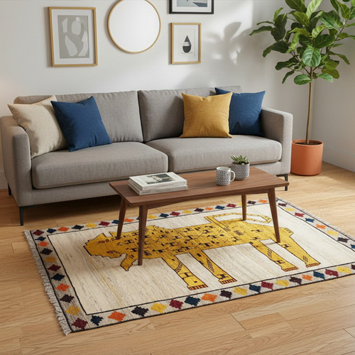 ペルシャ ライオンギャッベ アマレバフト 150x105cm RJ12702