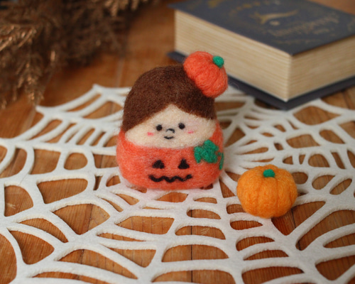ハロウィン飾り】かぼちゃくん と かぼちゃ 羊毛フェルト 羊毛フェルト