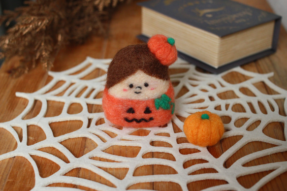 ハロウィン飾り】かぼちゃくん と かぼちゃ 羊毛フェルト 羊毛