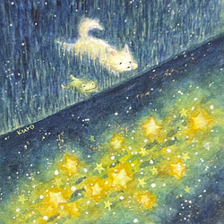 受注制作】星降る夜に【ペンギン】 絵画 kuro 通販 14401535｜Creema