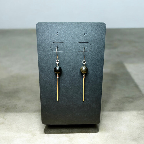 天然石 ゴールデンオブシディアン【黒曜石】（ピアス・イヤリング