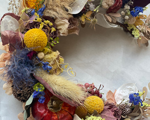 お値下げ セール 秋の三日月リースドライフラワー ドライフラワー nic