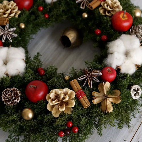 クリスマス・リース（9）～ Joyeux Noël ～ 29cm（プリザ） アート