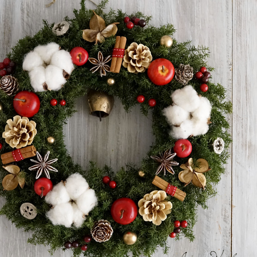 クリスマスリース joyeux noel クリスマス・リース（9）～ Joyeux Noël ～ 29cm（プリザ） アート