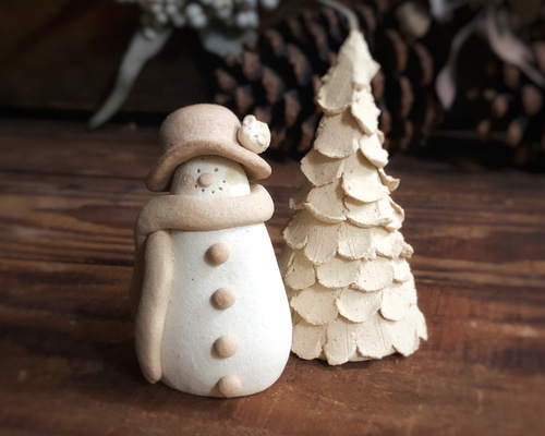 ❄︎ スノーマンとハリネズミ&クリスマスツリー❄︎ 陶のクリスマス
