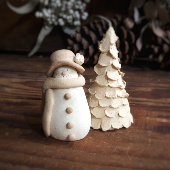 ❄︎ スノーマンとハリネズミ&クリスマスツリー❄︎ 陶のクリスマス
