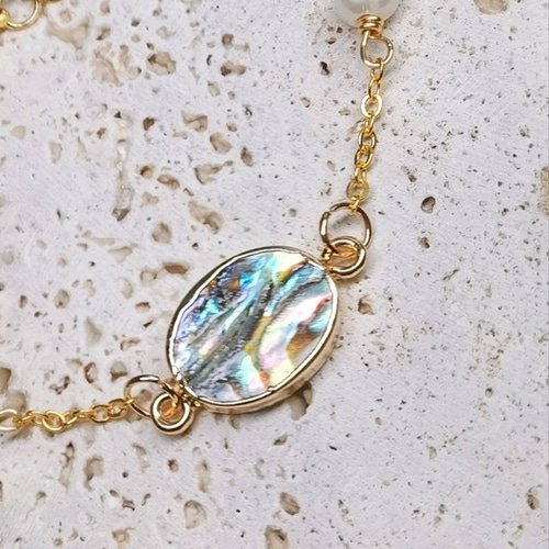 淡水パール虹色メタリックレクタングルベビーパールブレスレット