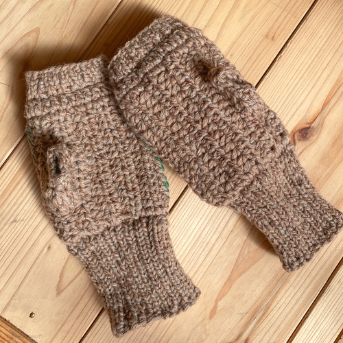 1点物】かぎ針編み | グラニースクエア | 指なし手袋 グローブ ミトン