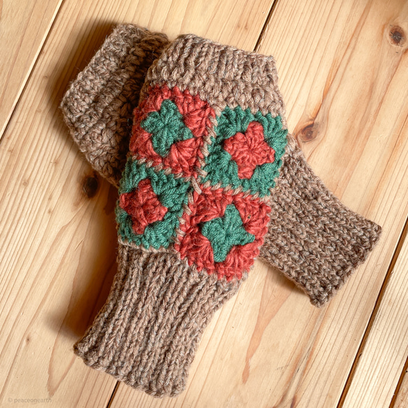 グレーのリブ編み指なしグローブ グレー リブ編み 指なし手袋 William