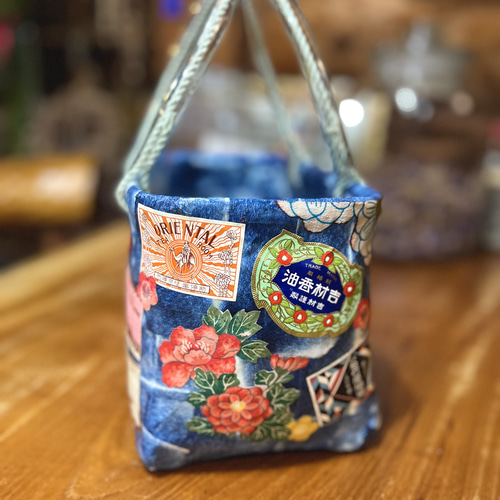 はいからさんの一閑張りかごバスケット”Japanese Indigo” かご