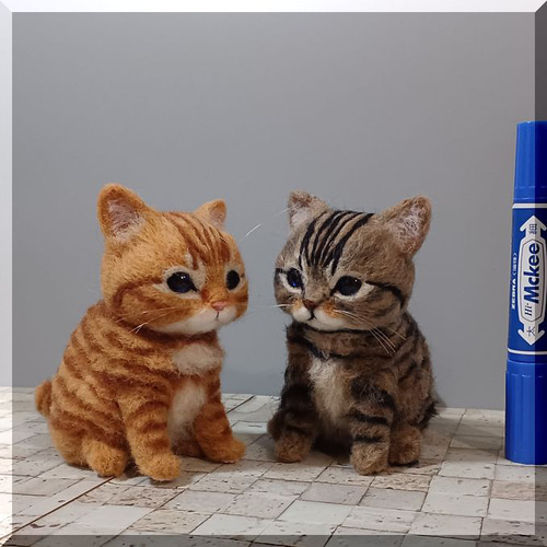 羊毛フェルト 猫 仲良し子猫ちゃん 茶トラ猫 キジトラ猫 ねこ 羊毛フェルト 猫 仲良し子猫ちゃん 茶トラ猫 キジトラ猫 ねこ