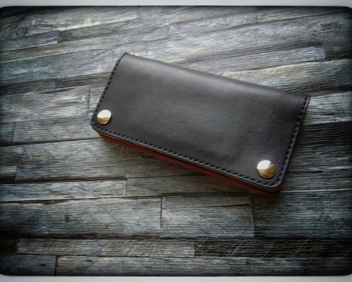 ◇ トラッカーウォレット ◇ サドルレザー 茶芯ブラック◇ 長財布