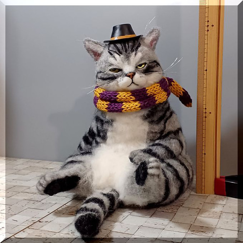 羊毛フェルト 猫 アメリカンショートヘア ねこ ネコ アメショ 猫