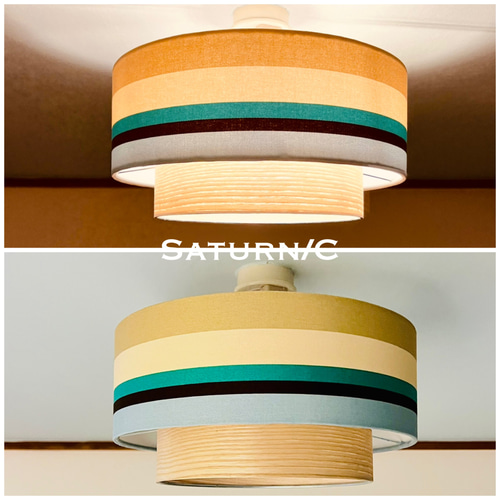 シーリングライト 照明 Saturn/C 天井 ストライプ生地 天然木 シーリングライト 照明 Saturn/C 天井 ストライプ生地 天然木