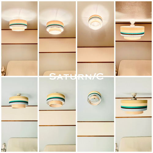 シーリングライト 照明 Saturn/C 天井 ストライプ生地 天然木 シーリングライト 照明 Saturn/C 天井 ストライプ生地 天然木