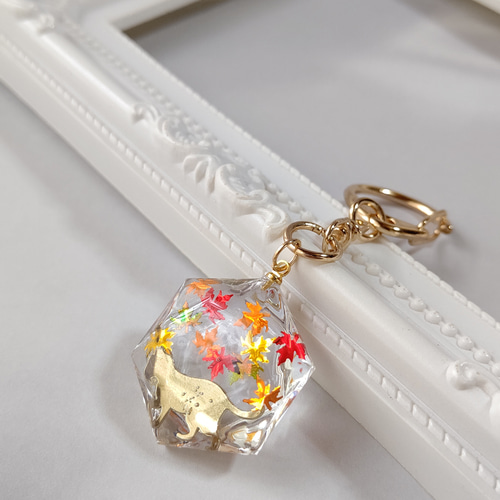 ☆秋の夜空を見上げる猫☆～紅葉狩り～　他レジンキーホルダー計5点 ☆秋の夜空を見上げる猫☆～紅葉狩り～ 他レジンキーホルダー計5点