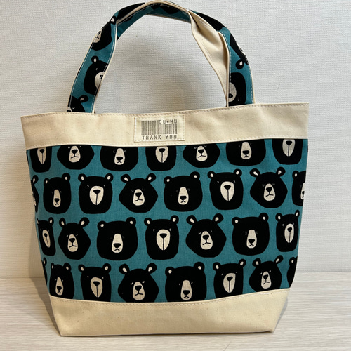 ⭐️ハンドメイド＜受注販売＞⭐️くまさんのお顔柄トートバッグ