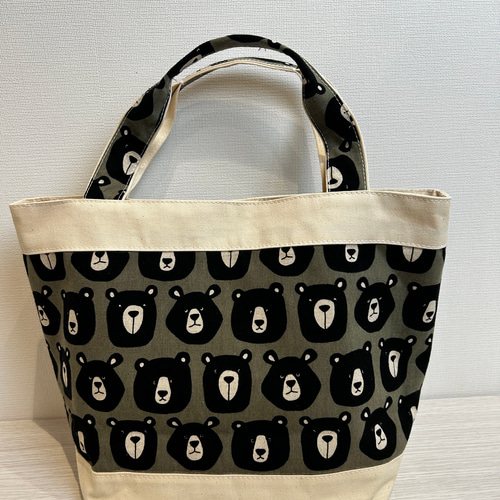 ⭐️ハンドメイド＜受注販売＞⭐️くまさんのお顔柄トートバッグ