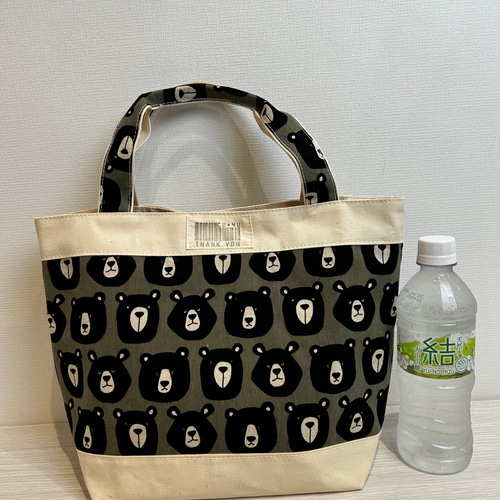 ⭐️ハンドメイド＜受注販売＞⭐️くまさんのお顔柄トートバッグ