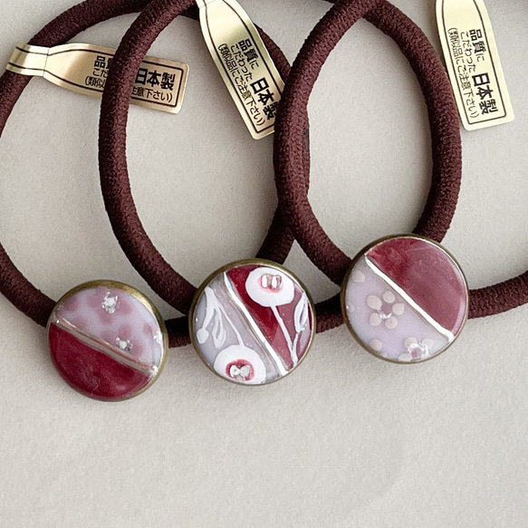 ボルドー】ナチュラルリボン♡ヘアゴム ボルドー】ナチュラルリボン