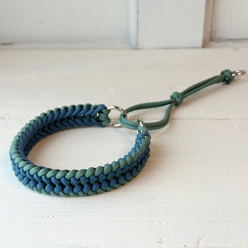 ハーフチョーク サンク編み】パラコード 首輪 チョーカー 幅広 犬