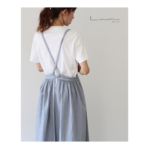 ＊ギャザーたっぷりエプロンワンピ/エプロンドレス/ダブルガーゼ/ハンドメイド＊ ふっくら厚さ2倍のとろみダブルガーゼのギャザーたっぷり