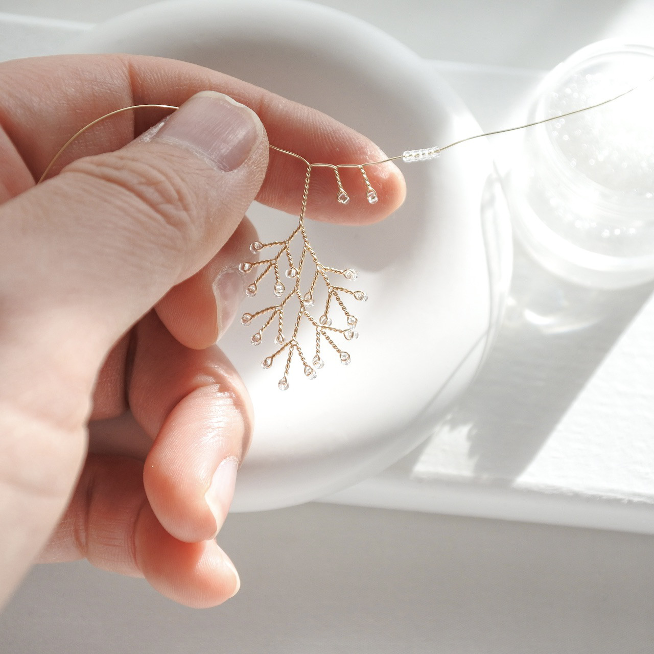 小枝耳飾り3点セット【箒星(ほうきぼし)大の両耳と小の片耳】小枝ピアス　小枝イヤリング　ワイヤーアクセサリー　星