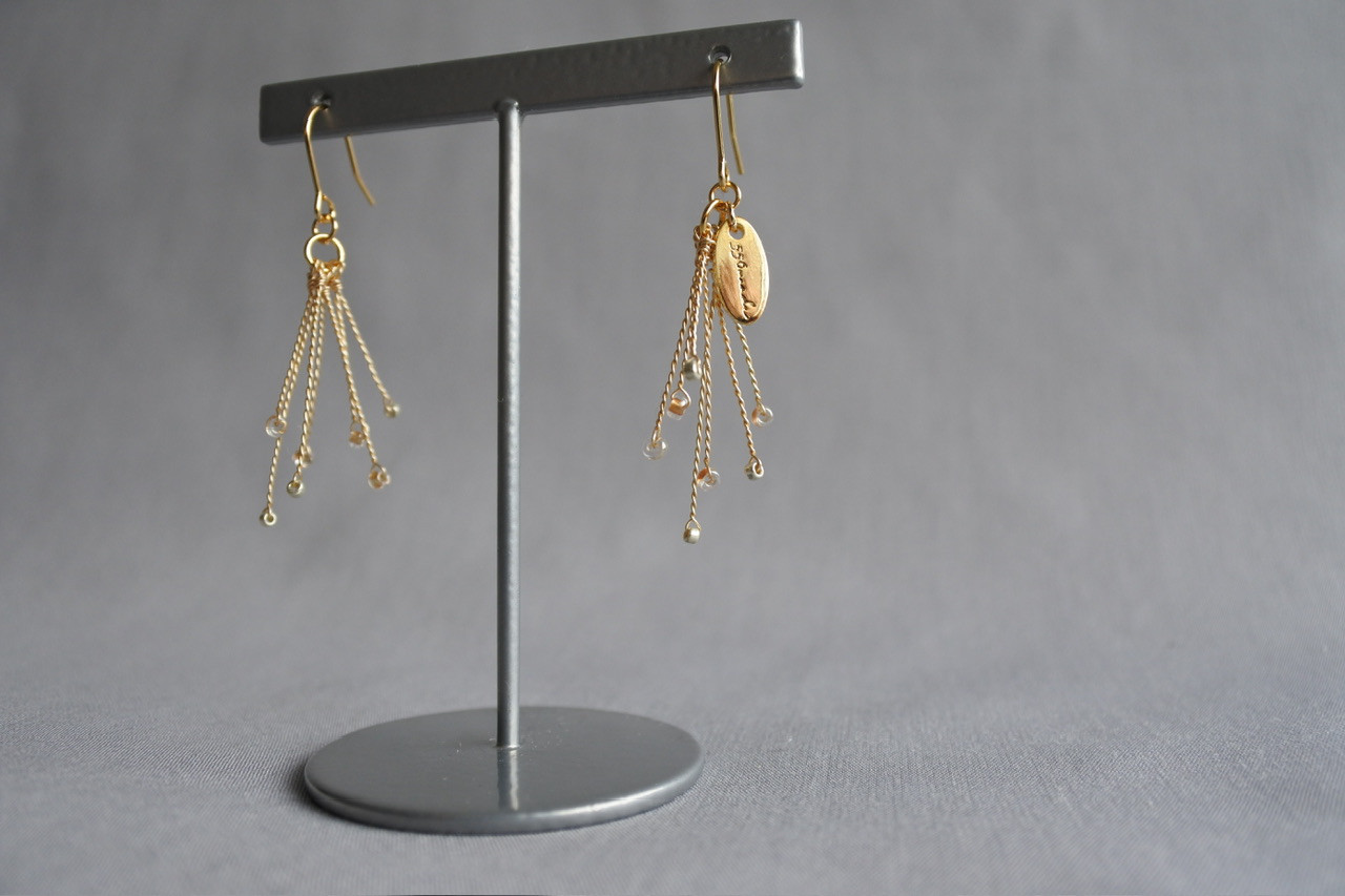 小枝耳飾り3点セット【箒星(ほうきぼし)大の両耳と小の片耳】小枝ピアス　小枝イヤリング　ワイヤーアクセサリー　星