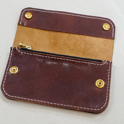 国産本革 トラッカーウォレット たつのレザー ハンドメイド 手縫い