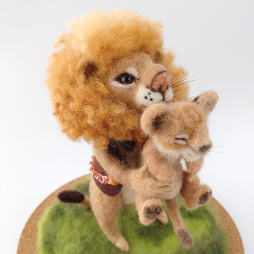 ライオンの親子】羊毛フェルト 羊毛フェルト 羊毛フェルト モカの手