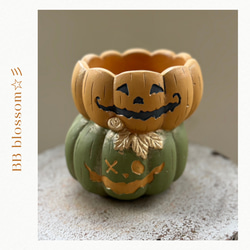 ハロウィン 鉢 かぼちゃ パンプキン 馬車 多肉植物 セメント