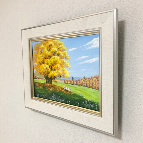 アクリル画　原画　「オータムフィールド03」額縁付　F4サイズ　キャンバス オータムフィールド03」アクリル画 額縁付 原画 キャンバス F4